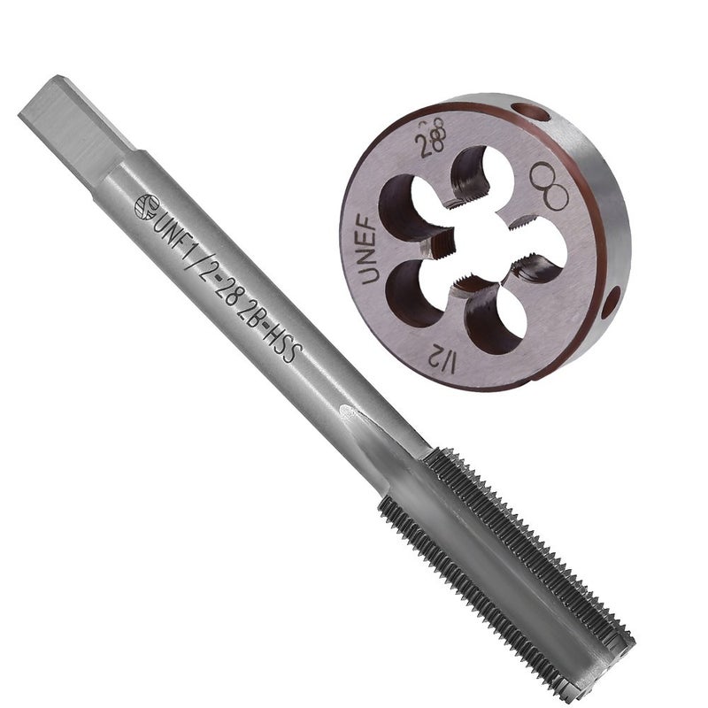 Saihisday مجموعة أدوات التقطيع والملف Saihisday 1/2"-28 TPI، 1/2x28 UNEF HSS لفتحات الخيوط اليمنى وآلة الخيوط المستديرة لإصلاح خيوط البراغي وأداة DIY للتقطيع (RH) - Image 4